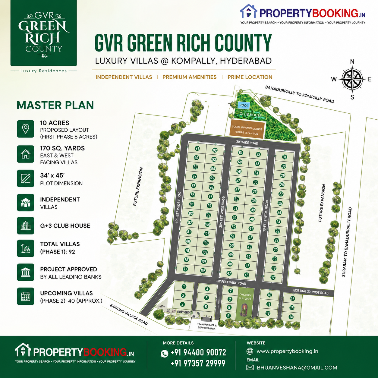 03 Luxury Villas for Sale in Kompally, Hyderabad