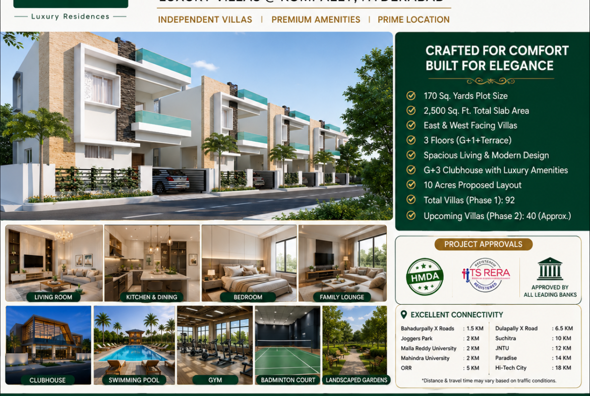 Luxury Villas for Sale in Kompally, Hyderabad