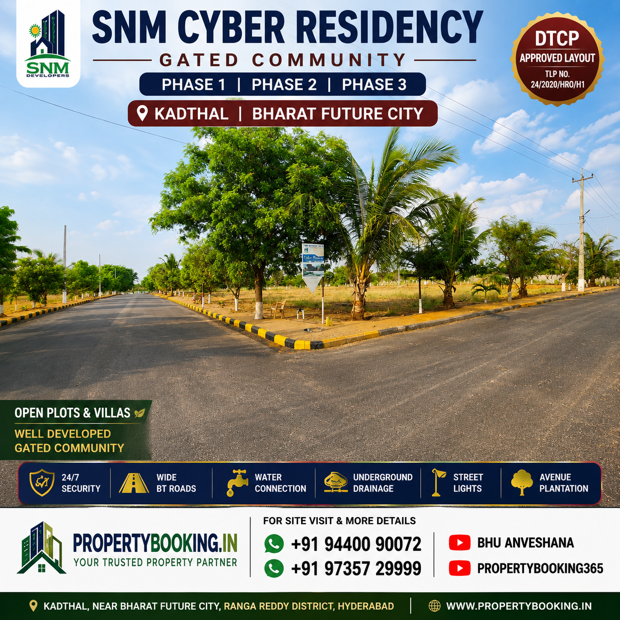 Plots for Sale                                                                                    SNM CYBER RESIDENCY – Kadthal, Hyderabad
