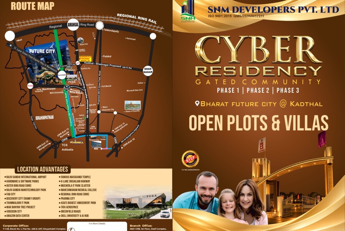 Plots for Sale                                                                                    SNM CYBER RESIDENCY – Kadthal, Hyderabad