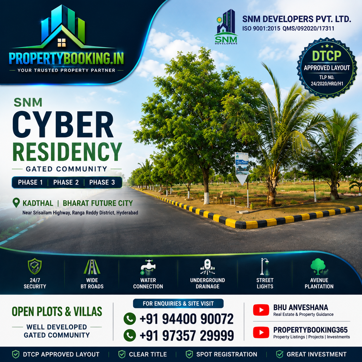 Plots for Sale                                                                                    SNM CYBER RESIDENCY – Kadthal, Hyderabad