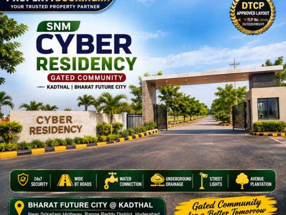 Plots for Sale                                                                                    SNM CYBER RESIDENCY – Kadthal, Hyderabad