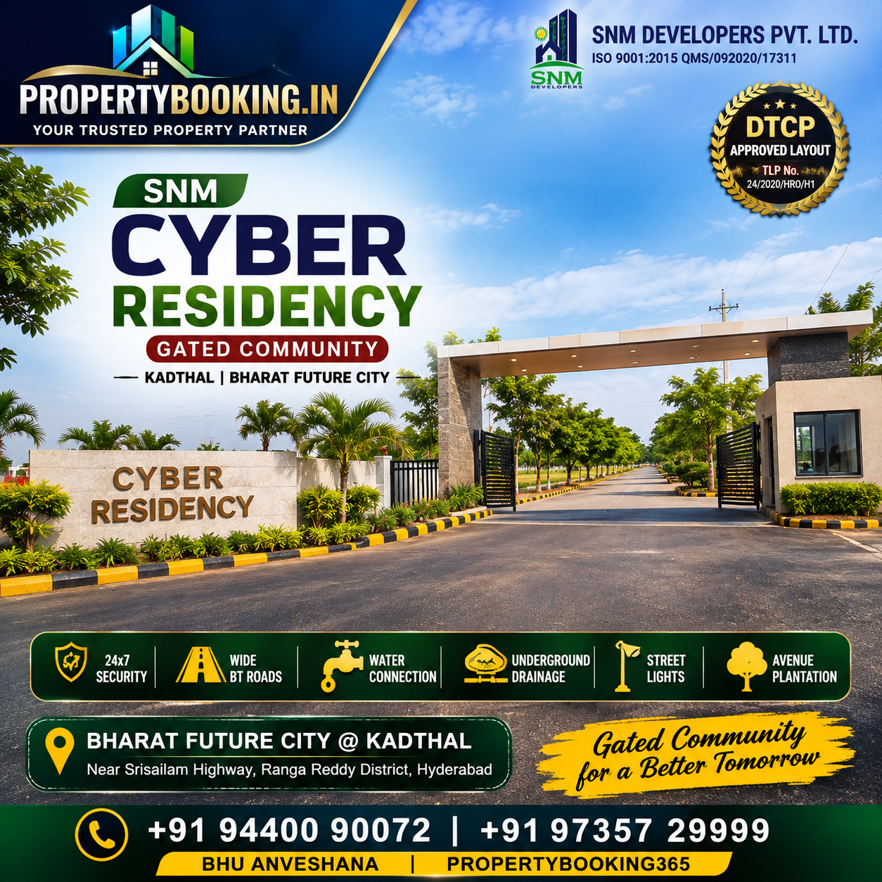 Plots for Sale                                                                                    SNM CYBER RESIDENCY – Kadthal, Hyderabad