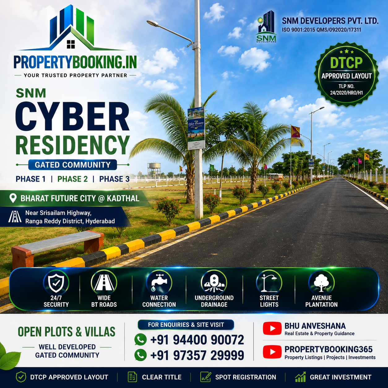 Plots for Sale                                                                                    SNM CYBER RESIDENCY – Kadthal, Hyderabad