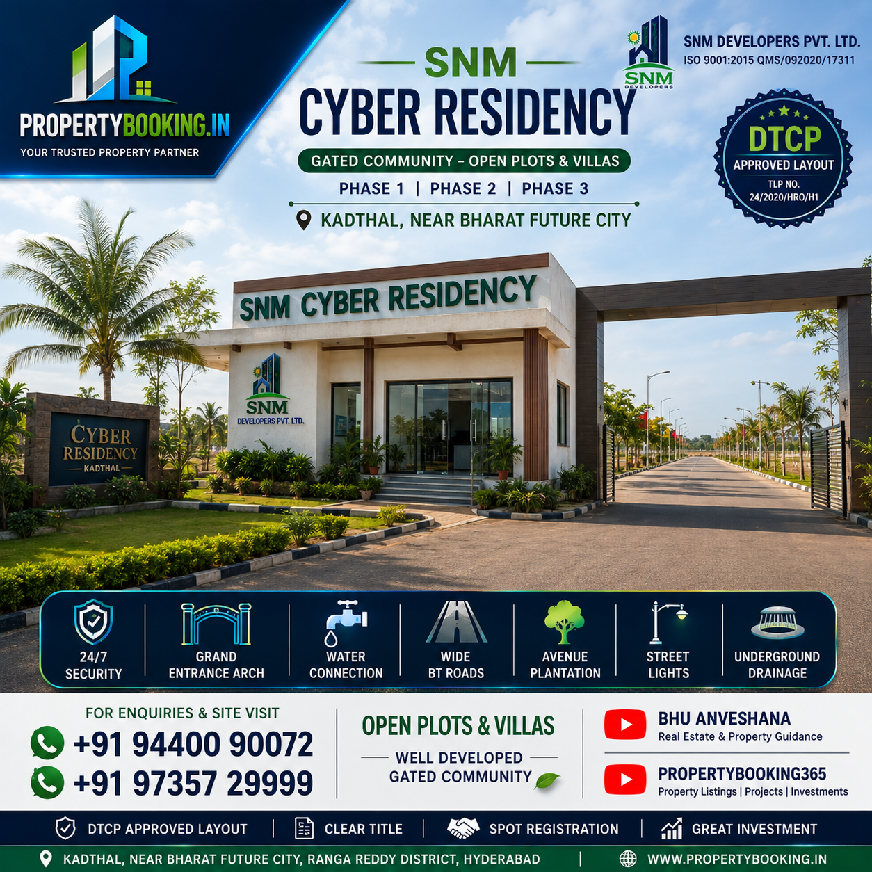 Plots for Sale                                                                                    SNM CYBER RESIDENCY – Kadthal, Hyderabad